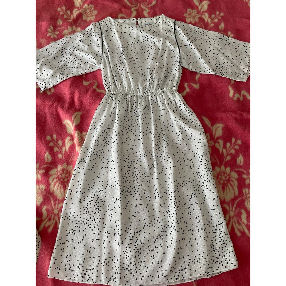 VIntage 70s Hal Ferman 3/4 sleeve polka-dot midi dress